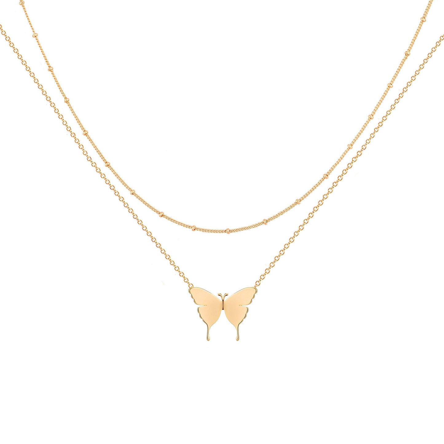 MEVECCO Layered Heart Necklace Pendant Handmade 18k Gold Plated Dainty Gold Choker Arrow Bar Layering Long Necklace for Women