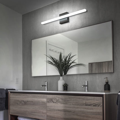Combuh LED Bathroom Vanity Light Bar 16 Inch 9W Black IP44 Bathroom Light Fixtures Over Mirror Modern Bath Wall Lighting Fixture Sconce Indoor Cool White 6000K