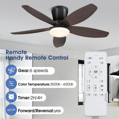 Ceiling Fans with Lights-36 Low Profile Ceiling Fan with Light and Remote/APP Control,Flush Mount,DC Reversible,LED Dimmable Blakc Ceiling Fans for Bedroom,Indoor/Outdoor Patio Use