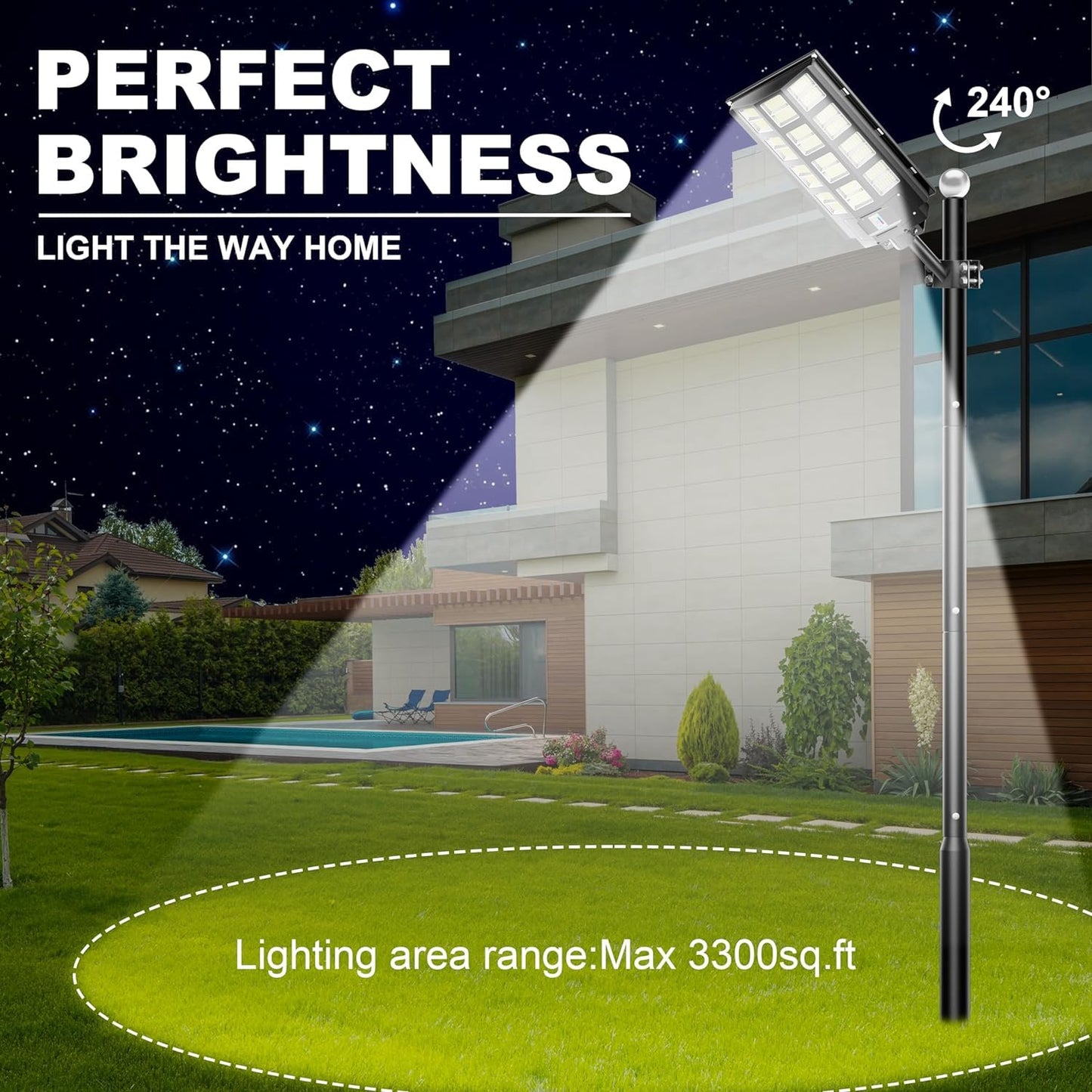 3-Pack Solar Street Light - 3200W Outdoor Parking Lot Lights, 240000 Lumens, Dusk to Dawn Motion Sensor, IP67 Waterproof, Solar Street Light Outdoor,Commercial Grade