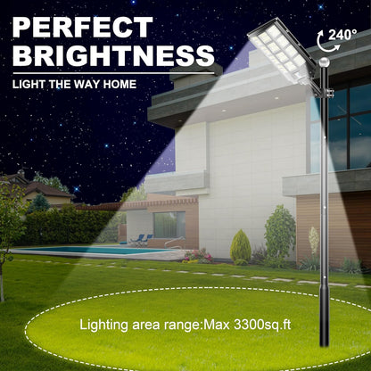 3-Pack Solar Street Light - 3200W Outdoor Parking Lot Lights, 240000 Lumens, Dusk to Dawn Motion Sensor, IP67 Waterproof, Solar Street Light Outdoor,Commercial Grade