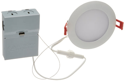 Lithonia Lighting WF4 LED 27K30K35K 90CRI MB M6 Recessed Wafer Downlight with Ultra Thin Round Trim, Color Temperature Selectable, 2700K | 3000K | 3500K, 4-Inch, Matte Black