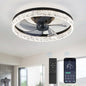 LEDIARY 20" Modern Ceiling Fans with Lights and Remote, Dimmable Low Profile Ceiling Fan, Flush Mount Ceiling Fan, Stepless Color Temperature Change and 6 Speeds - White