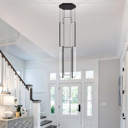 Modern Chandelier Modern Led Chandelier Adjustable Black Chandelier Lighting Fixture High Ceiling Chandelier Suitable for Living Room Staircase Villa