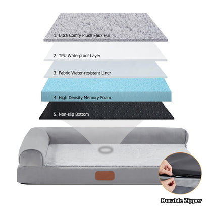 Orthopedic Memory Foam Dog Beds for Medium Dogs Waterproof Durable Dog Pet Bed Comfy Dog Couch Bed with Washable Removable Cover Bolster Kennel Pad for Dogs Up to 35lbs (M,30"x20"x6")