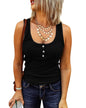 Saodimallsu Womens V Neck Tank Tops Summer Ribbed Sleeveless Henley Shirts Casual Loose Button Up Cami Knit Tees
