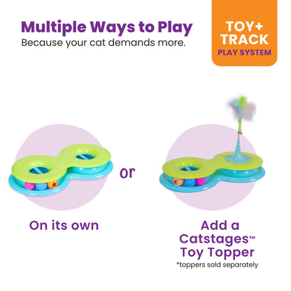 Catstages Tower of Tracks Interactive 3-Tier Cat Track Toy with Spinning Balls, Orange