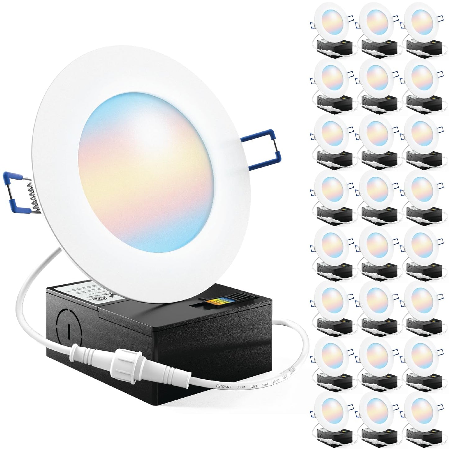 Sunco 24 Pack 6 Inch LED Recessed Light, Canless Ceiling Lights Slim with Junction Box, 850 LM, 14W (100W Equivalent), Selectable CCT 2700K/3000K/4000K/5000K/6000K, Dimmable, Wafer Thin ETL