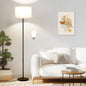 Modern Floor Lamp Simple Design with White Shade, Foot Pedal Switch, 60" Small Tall Lamps for Living Room Bedroom Office Dining Room Kitchen, Black Pole Lamp(Without Bulb)