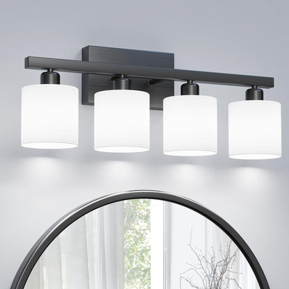 PARTPHONER Bathroom Light Fixtures, Bathroom Lighting Fixtures Over Mirror, Interior Classic Vanity Lights, Modern Bathroom Vanity Light with Textured White Glass Shade, Brushed Nickel, 3-Light