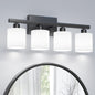 PARTPHONER Bathroom Light Fixtures, Bathroom Lighting Fixtures Over Mirror, Interior Classic Vanity Lights, Modern Bathroom Vanity Light with Textured White Glass Shade, Brushed Nickel, 3-Light