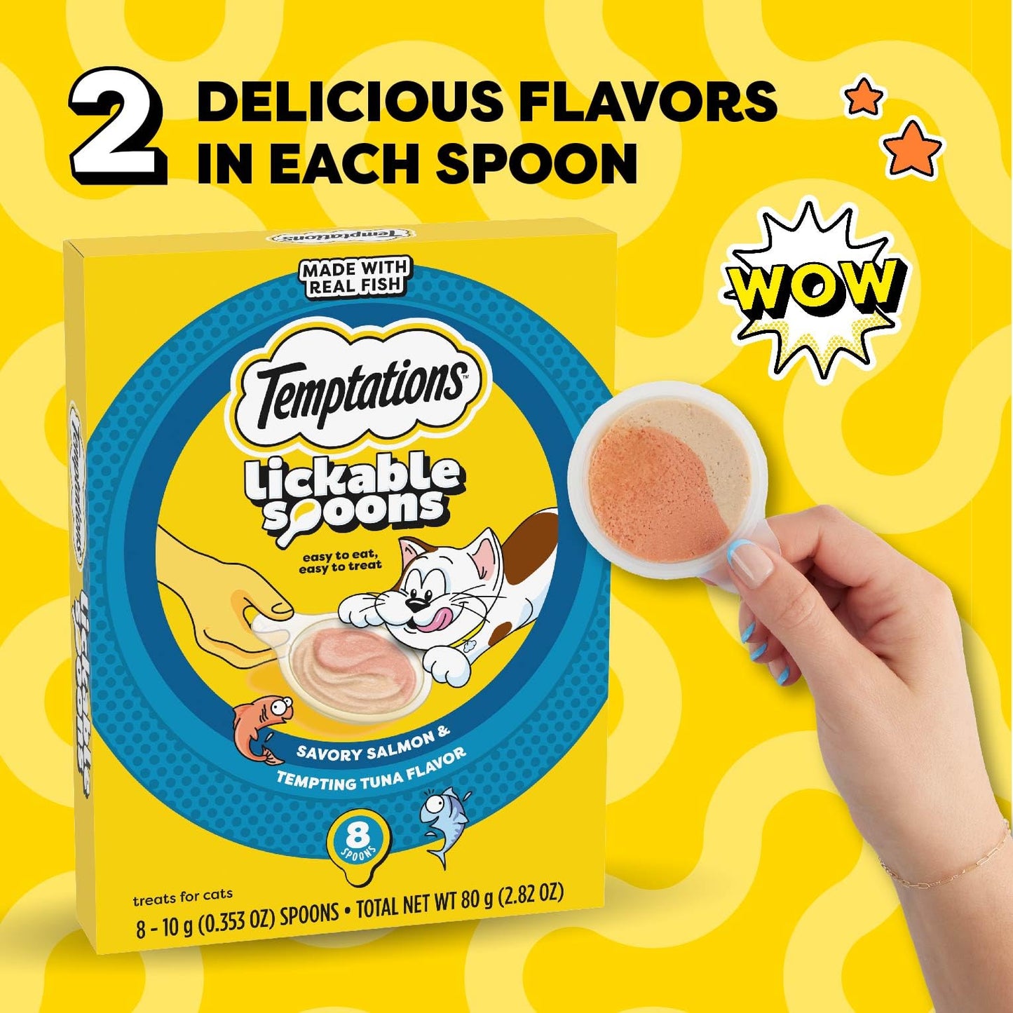 Temptations Lickable Spoons Adult Wet Cat Treat, 10 Grams, Variety Pack of 24