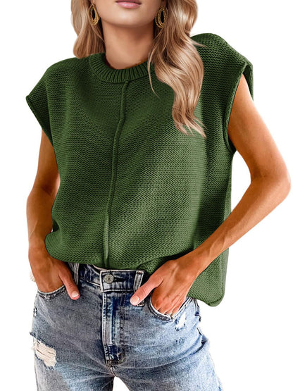 Womens Cap Sleeve Tops 2025 Trendy Tank Top Loose Knit Sweater Vests Cute Shirts Outfits Spring Fall Summer Tops