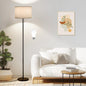 Modern Floor Lamp Simple Design with White Shade, Foot Pedal Switch, 60" Small Tall Lamps for Living Room Bedroom Office Dining Room Kitchen, Black Pole Lamp(Without Bulb)