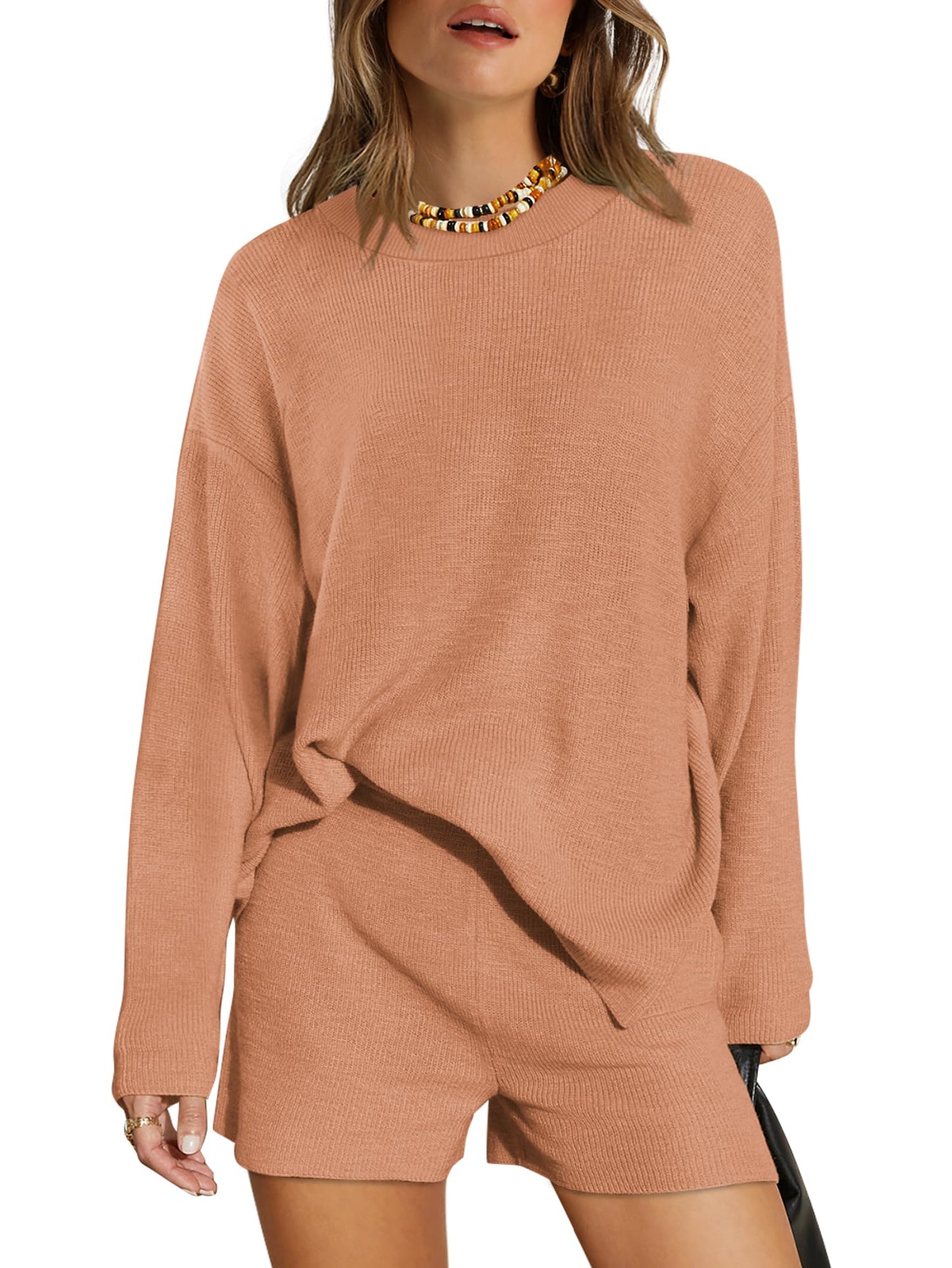 XIEERDUO Womens Sweater Sets 2 Piece Outfits Shorts Athleisure Lounge Wear Fall Fashion 2024