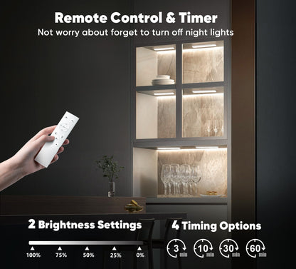 Under Cabinet Lighting, 2 Pack Motion Sensor Light Indoor, Rechargeable Closet Lights Battery Operated, LED Lights for Bedroom, Wireless Dimmable Cabinet Lights, Motion Sensor Step Night Light