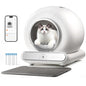 Self Cleaning Cat Litter Box, Ultra-Safe Protection Automatic Cat Litter Box, APP Control/Lower Entry/Large Capacity Cat Litter Box with 3 Rolls Liners & Mat, 65L, Gray