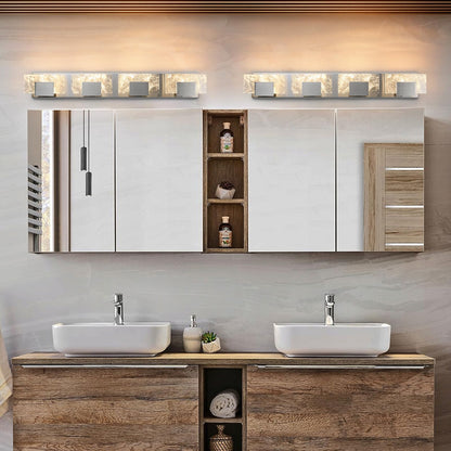 LED Bathroom Vanity Light: 24 inch Brushed Gold Acrylic Modern Lighting Fixtures - 3 Lights Contemporary Smoke Design Wall Lights Fixture Over Mirror 3000K
