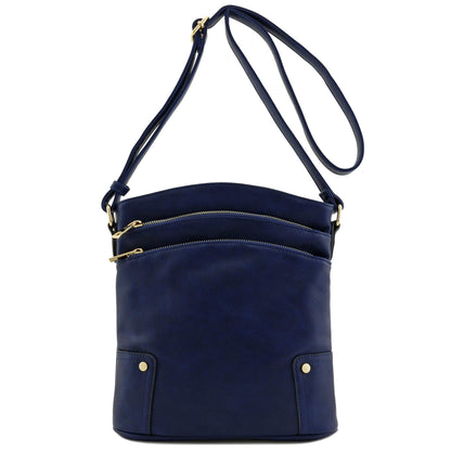 ALYSSA Triple Zip Pocket Large Crossbody Bag
