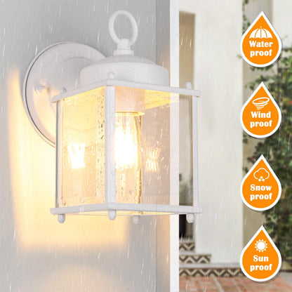 Outdoor Wall Lantern, Exterior Waterproof Wall Sconce Light Fixtures, Black Front Door Wall Lighting with Clear Beveled Glass Shade, 2 Pack