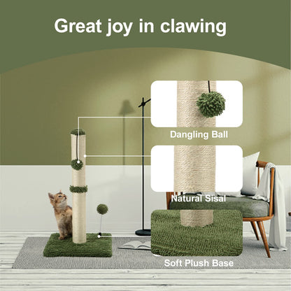 Cat Scratching Post Premium Basics Kitten Scratcher Sisal Scratch Posts with Hanging Ball 22in for Kittens or Smaller Cats (22 inches for Kitten, Beige)