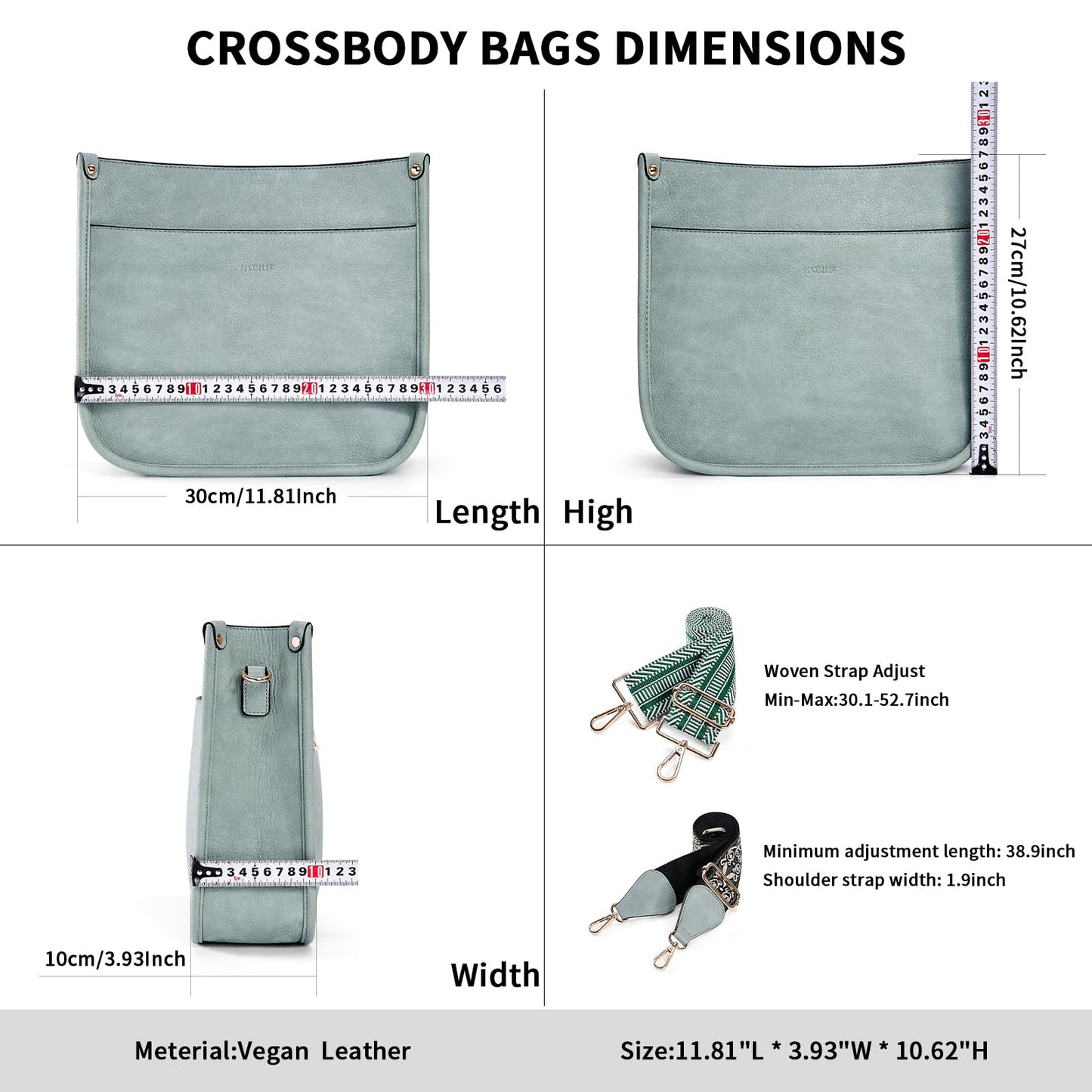 HKCLUF Crossbody Bags for Women Trendy Vegan Leather Hobo Handbags With 2PCS Adjustable Guitar Strap Shoulder Bucket Bags
