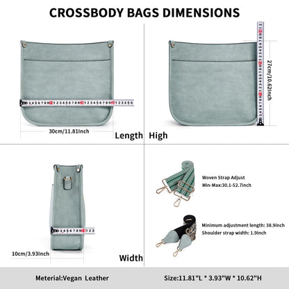 HKCLUF Crossbody Bags for Women Trendy Vegan Leather Hobo Handbags With 2PCS Adjustable Guitar Strap Shoulder Bucket Bags