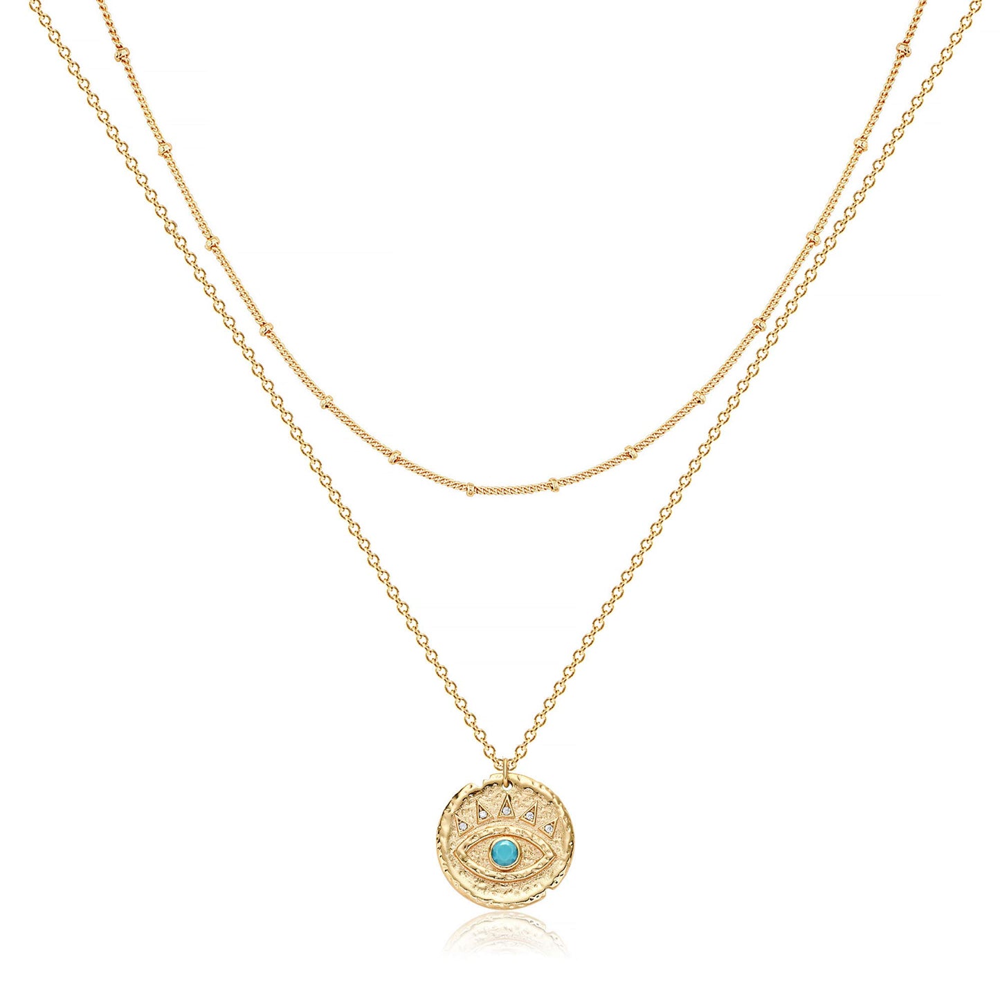 MEVECCO Layered Heart Necklace Pendant Handmade 18k Gold Plated Dainty Gold Choker Arrow Bar Layering Long Necklace for Women