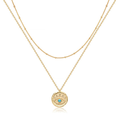 MEVECCO Layered Heart Necklace Pendant Handmade 18k Gold Plated Dainty Gold Choker Arrow Bar Layering Long Necklace for Women