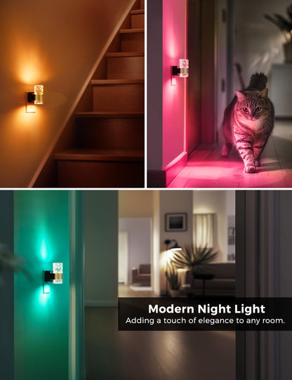 Night Lights Plug into Wall, Soft Light LED Night Light with Adjustable Brightness, Plug in Night Light with Auto Light Sensor, Wall Sconce-Style Design Night Light for Bathroom,Hallway, 2 Pack