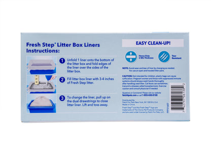 Fresh Step Drawstring Cat Litter Box Liners, Unscented, Size Jumbo, 36" x 19" | Kitty Litter Bags - 15 Count - Cat Litter Liners for Rectangle or Oval Large Litterboxes