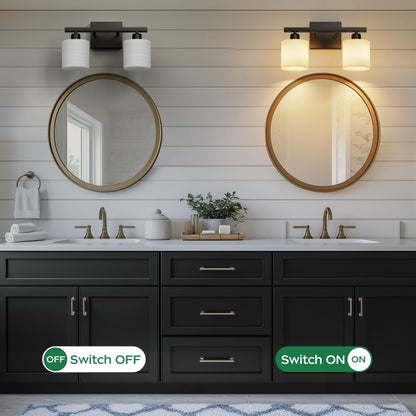 PARTPHONER Bathroom Light Fixtures, Bathroom Lighting Fixtures Over Mirror, Interior Classic Vanity Lights, Modern Bathroom Vanity Light with Textured White Glass Shade, Brushed Nickel, 3-Light