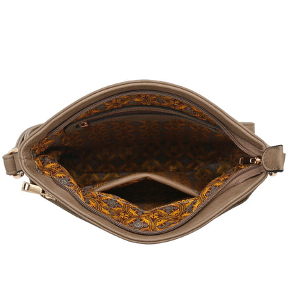 ALYSSA Triple Zip Pocket Large Crossbody Bag