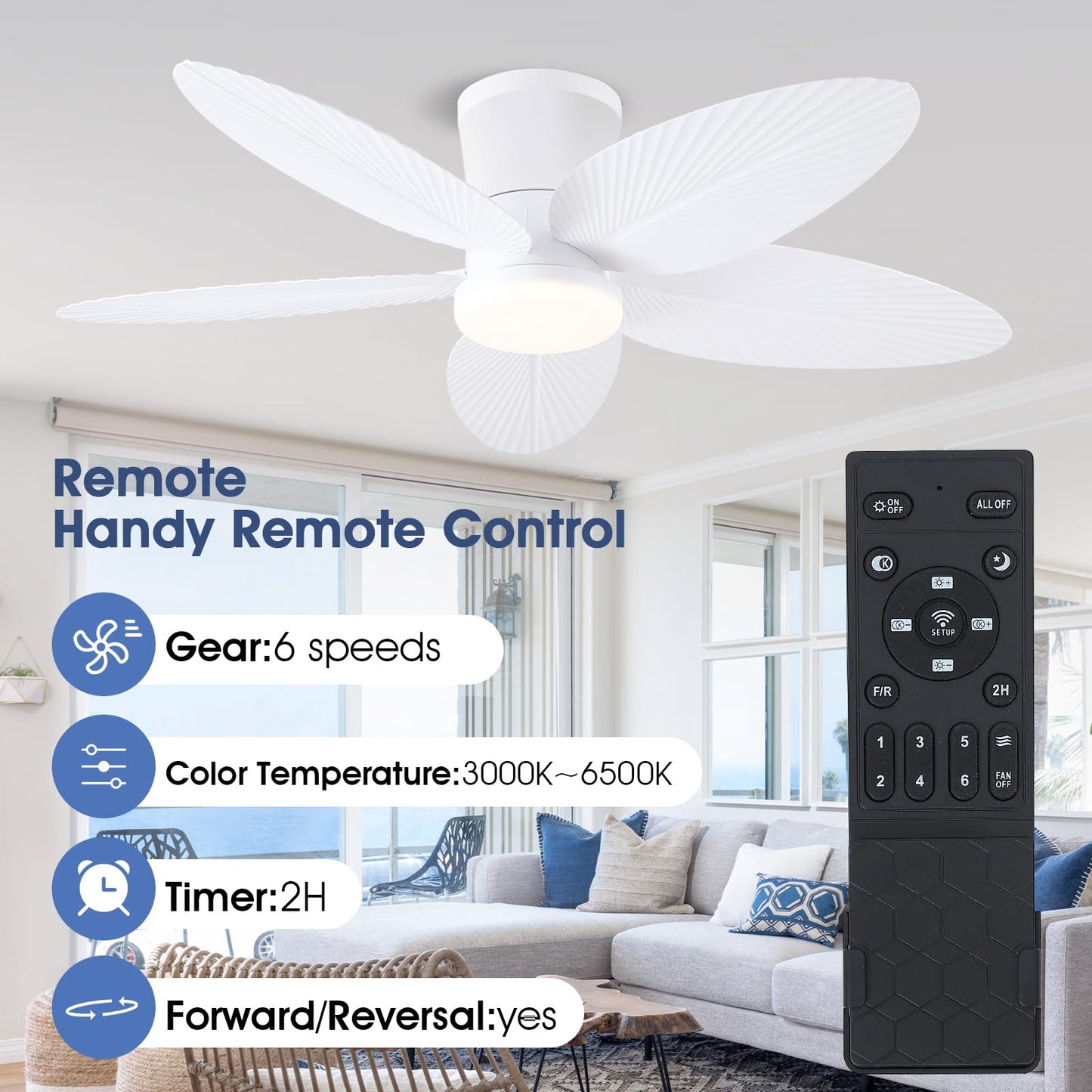 Ceiling Fans with Lights-36 Low Profile Ceiling Fan with Light and Remote/APP Control,Flush Mount,DC Reversible,LED Dimmable Blakc Ceiling Fans for Bedroom,Indoor/Outdoor Patio Use