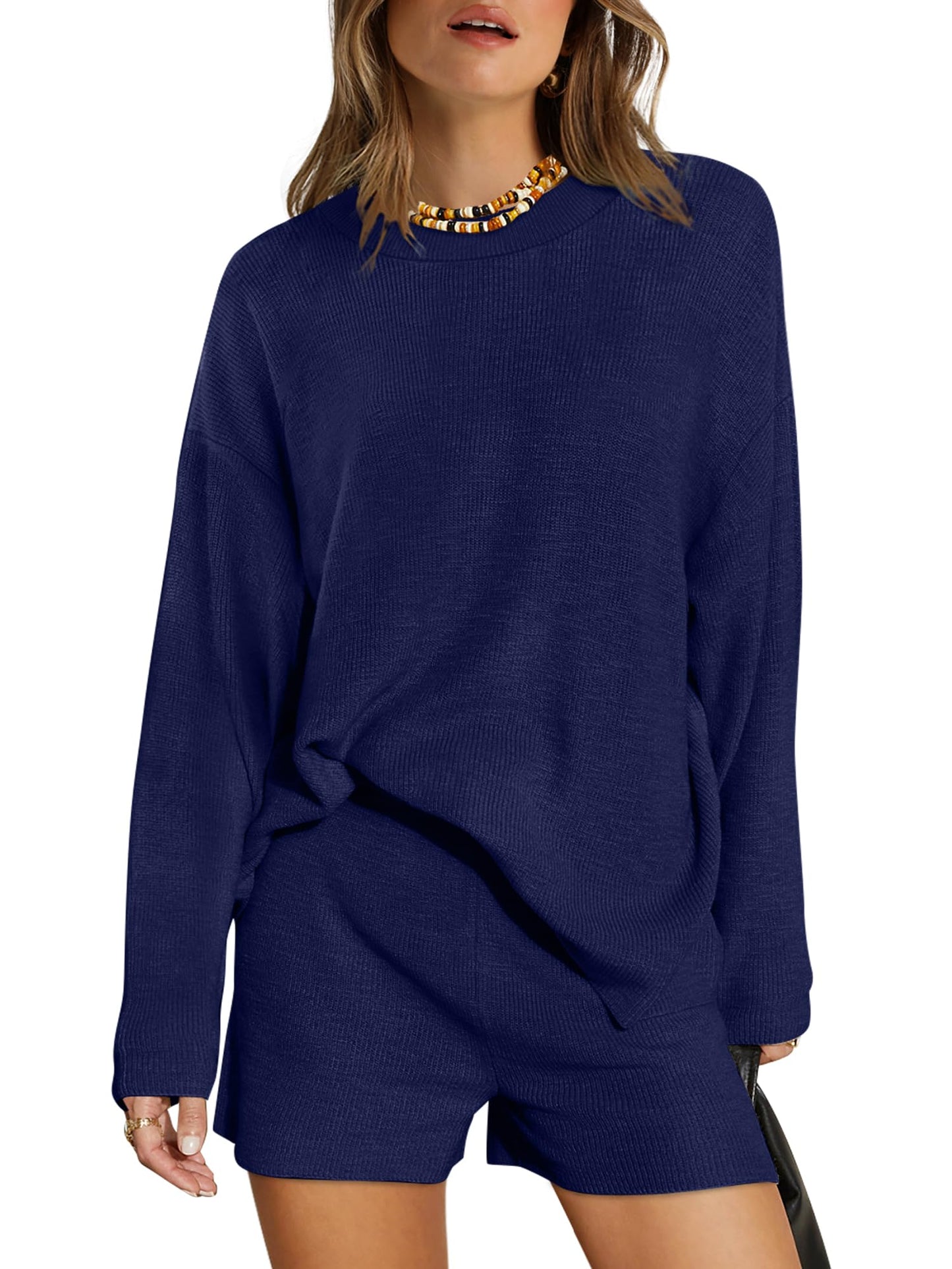 XIEERDUO Womens Sweater Sets 2 Piece Outfits Shorts Athleisure Lounge Wear Fall Fashion 2024