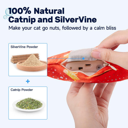 Potaroma Cat Toys Flopping Fish with SilverVine and Catnip, Moving Kitten Kicker, Floppy Wiggle Carp for Small Dogs, Interactive Motion Kitty Exercise, 10.5 Inches