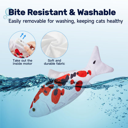 Potaroma Cat Toys Flopping Fish with SilverVine and Catnip, Moving Kitten Kicker, Floppy Wiggle Carp for Small Dogs, Interactive Motion Kitty Exercise, 10.5 Inches