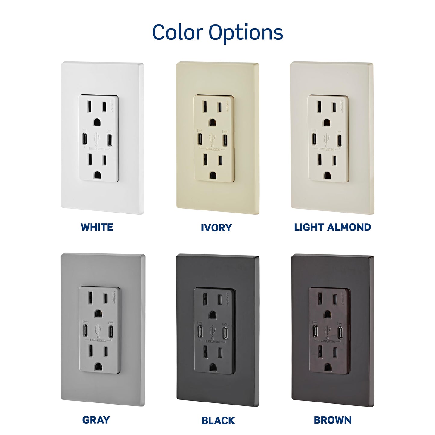 Leviton T5633-W Type A & Type-C USB In-Wall Charger with 15A Tamper-Resistant Outlet, USB Charger for Smartphones and Tablets, Not for Laptops, White