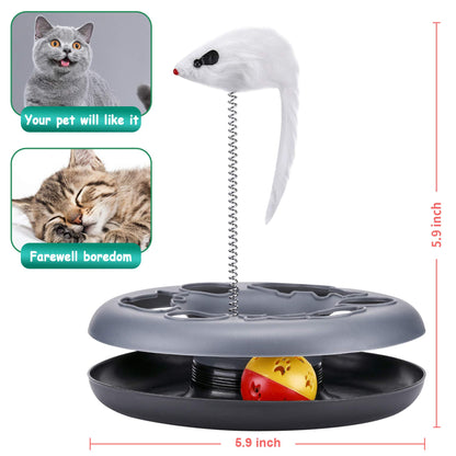 Cat Toys, Cat Toys for Indoor Cats,Interactive Kitten Toys Roller Tracks with Catnip Spring Pet Toy with Exercise Balls Teaser Mouse (red)
