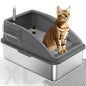 Stainless Steel Cat Litter Box, Extra Large Litter Boxes for Big Cats, Anti-Urine Leakage XL Litter Box with High Sides, Xlarge Metal Litter Box with Lid, Easy Clean, Non-Sticky, Cat Mat & Metal Scoop