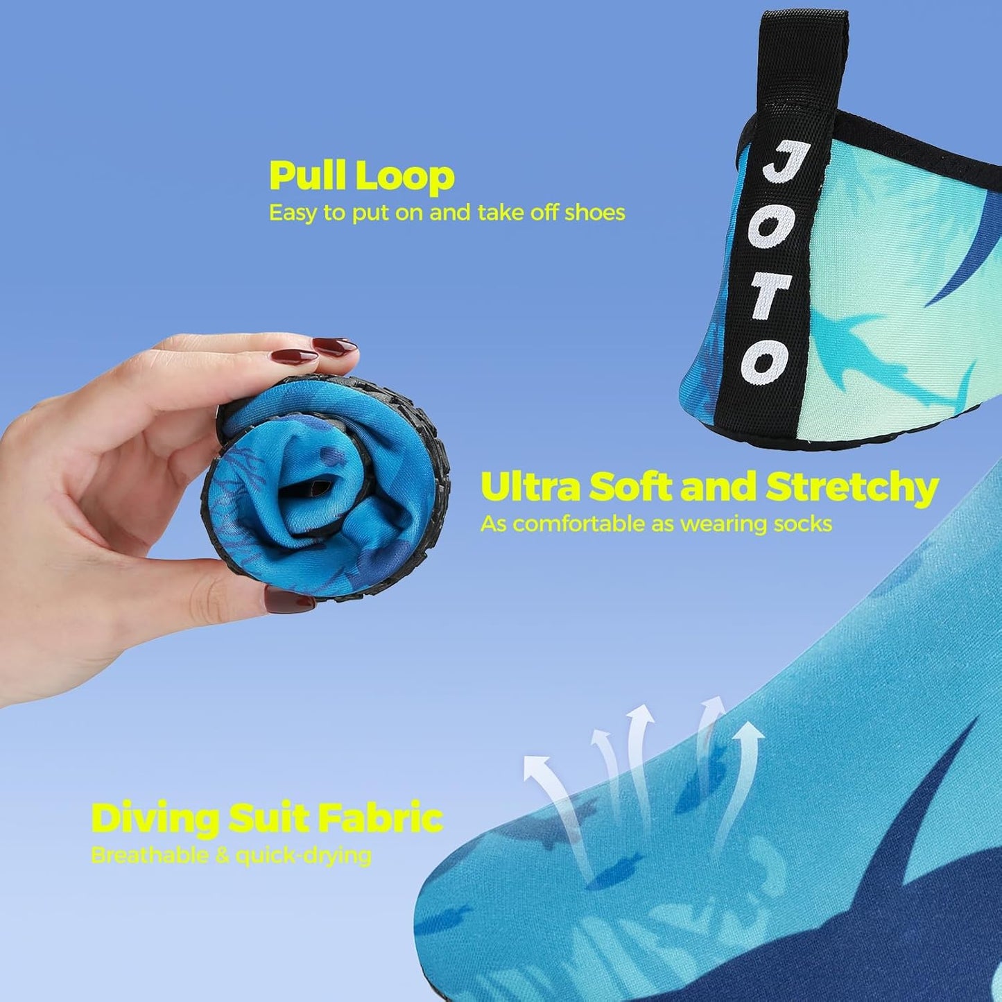 JOTO Water Shoes for Women Men Kids, Barefoot Quick-Dry Aqua Water Socks Slip-on Swim Beach Shoes for Snorkeling Surfing Kayaking Beach Walking Yoga