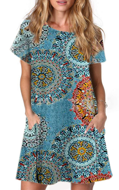 Alaster Women’s Casual Summer T Shirt Dress Loose Short Sleeve Tunic Dress with Pocket for Women