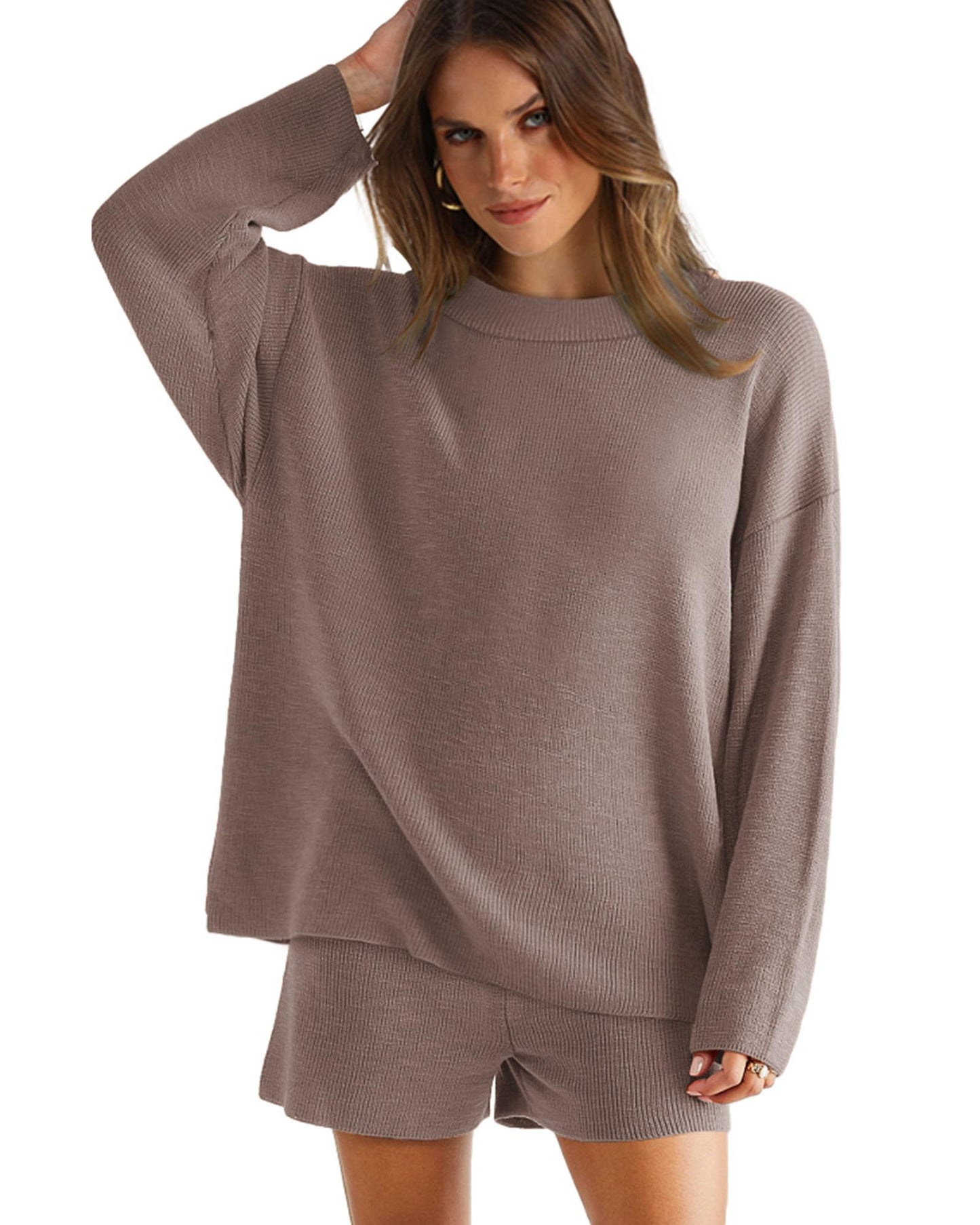 XIEERDUO Womens Sweater Sets 2 Piece Outfits Shorts Athleisure Lounge Wear Fall Fashion 2024