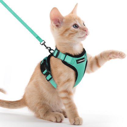 rabbitgoo Cat Harness and Leash for Walking, Escape Proof Soft Adjustable Vest Harnesses for Cats, Easy Control Breathable Reflective Strips Jacket, Black, XS