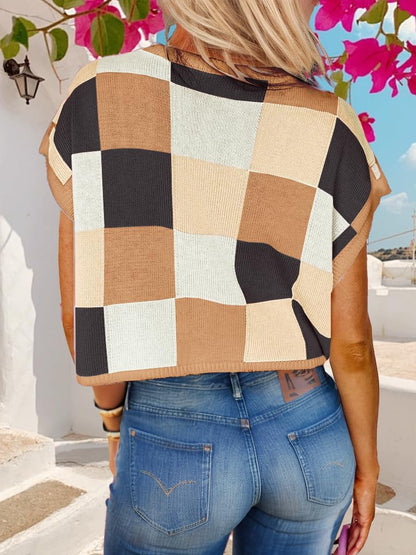 Womens Spring Crop Tops 2025 Cap Short Sleeve Sweater Vest Tank Loose Shirts Business Vacation Outfits Trendy Fall Summer Top