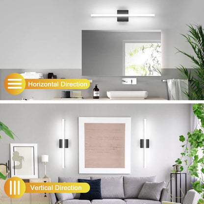 Combuh LED Bathroom Vanity Light Bar 16 Inch 9W Black IP44 Bathroom Light Fixtures Over Mirror Modern Bath Wall Lighting Fixture Sconce Indoor Cool White 6000K