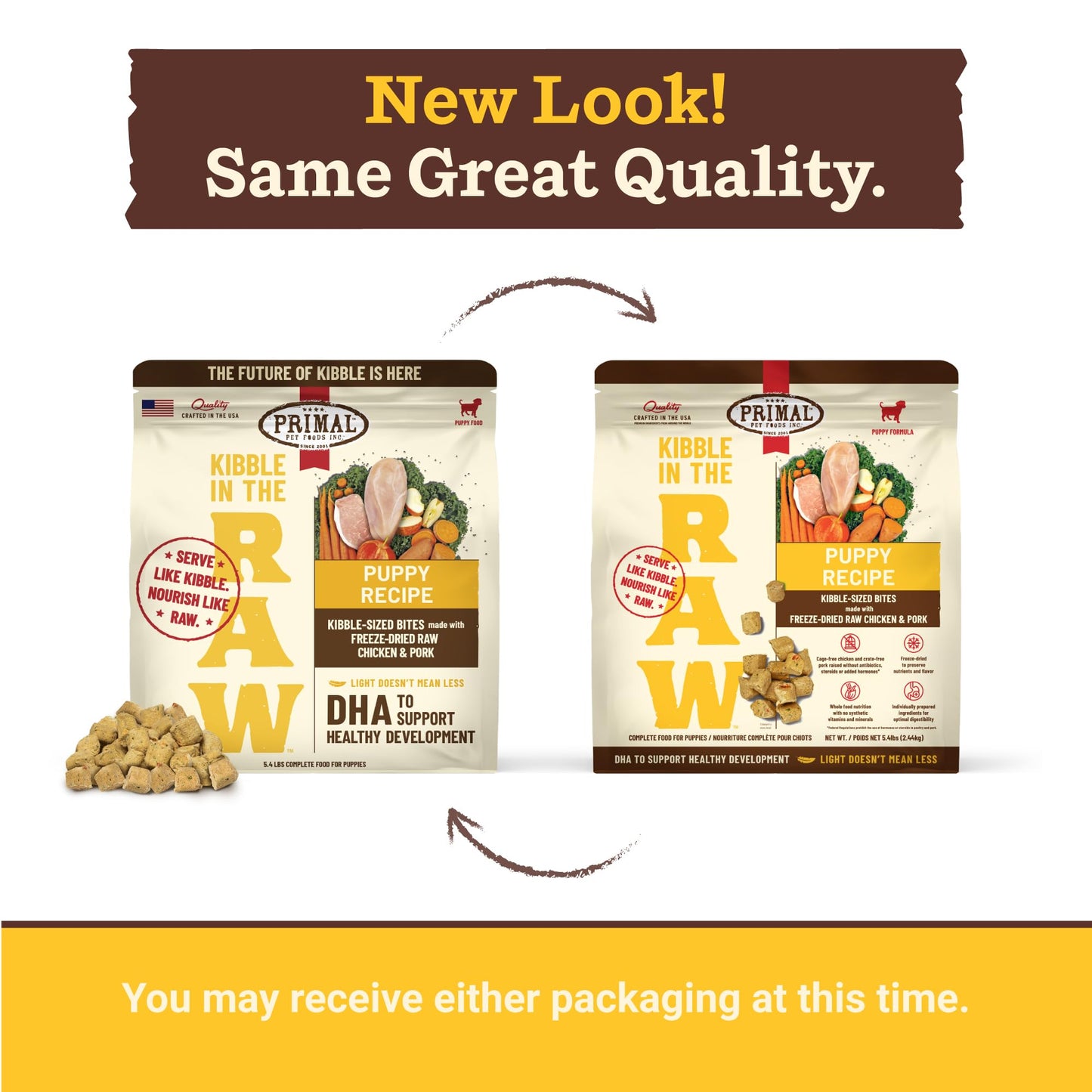 Primal Kibble in The Raw, Freeze Dried Dog Food, Puppy Recipe, Scoop & Serve, Made with Raw Protein, Whole Ingredient Nutrition, Crafted in The USA, Dry Dog Food 5.4 lb Bag