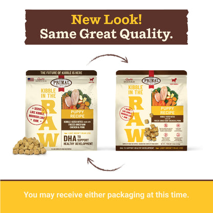 Primal Kibble in The Raw, Freeze Dried Dog Food, Puppy Recipe, Scoop & Serve, Made with Raw Protein, Whole Ingredient Nutrition, Crafted in The USA, Dry Dog Food 5.4 lb Bag