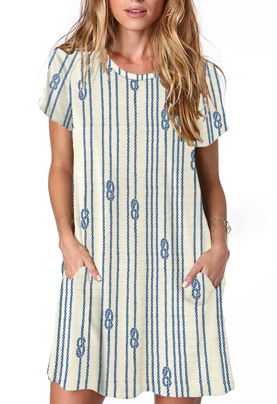 Alaster Women’s Casual Summer T Shirt Dress Loose Short Sleeve Tunic Dress with Pocket for Women