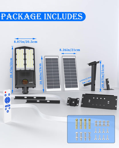 JAYNLT Y-12000W Solar Street Lights Outdoor,6500K High Lumen Solar Parking Lot Lights Commercial, Large Split Type Solar Flood Lights with Remote Control,Solar Security Lights for Yard,Driveway
